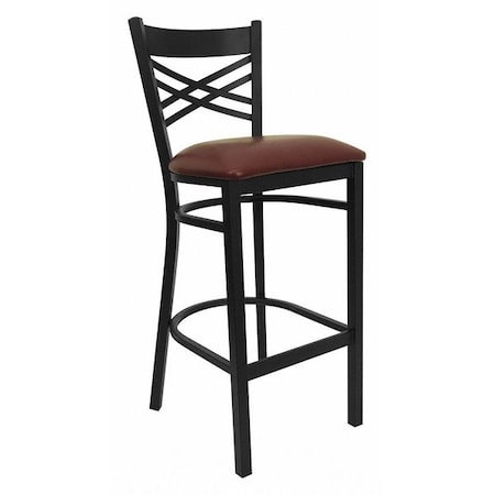 Restaurant Stool,X Back,Burgundy Seat