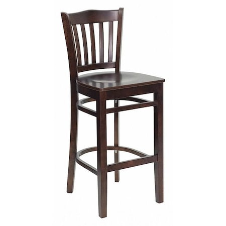 Wood Barstool,Walnut,Vertical Slat Back