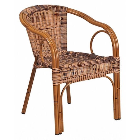 Brown Rattan Patio Chair with Dark Red Frame