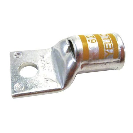 One-Hole Compression Lug, 4/0 AWG Max, 3/8 in Stud, Short Barrel, Copper, Yellow