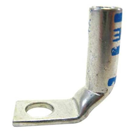 One-Hole Compression Lug, 6 AWG Max, 1/4 in Stud, Short Barrel, Copper, Blue