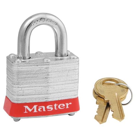 Lockout Padlock, Keyed Alike, Steel, Red, 9/16 in Shackle Height, 1 9/16 in Body Width, 6 PK