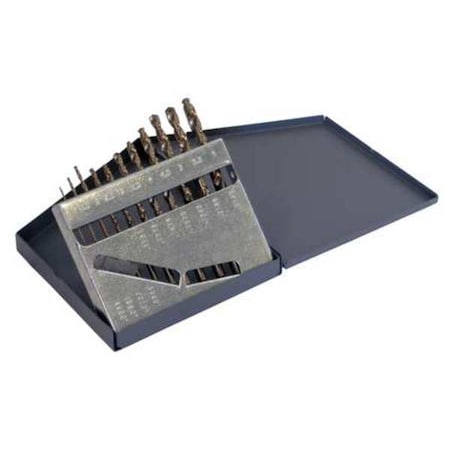 11PC 135 Degree Heavy-Duty Cobalt Jobber Length Drill Set Chicago-Latrobe 550 Straw HSS-CO 8% 1mm-6mmx.5mm