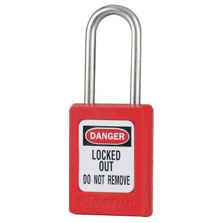 Lockout Padlock, Keyed Alike, Thermoplastic, Red, 1 1/2 in Shackle Height, 1 3/8 in Body Width