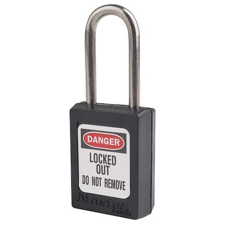 Lockout Padlock, Keyed Alike, Thermoplastic, Black, 1 1/2 in Shackle Height, 1 3/8 in Body Width