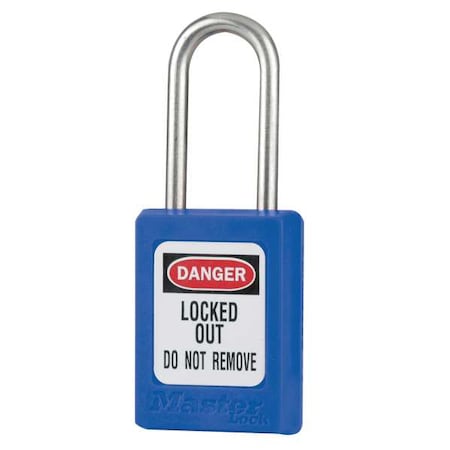 Lockout Padlock, Keyed Different, Thermoplastic, Blue, 1 1/2 in Shackle Height, 1 3/8 in Body Width