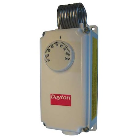 Line Voltage Mechanical Thermostat,Heat or Cool,30 to 110F,Exposed Dial,Adjustable,120 to 270V AC