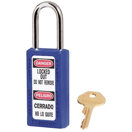 Lockout Padlock, Keyed Alike, Thermoplastic, Blue, 1 1/2 in Shackle Height, 1 1/2 in Body Width