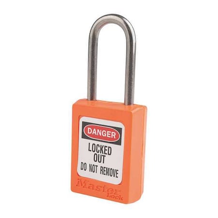 Lockout Padlock, Keyed Alike, Thermoplastic, Orange, 1 1/2 in Shackle Height, 1 3/8 in Body Width