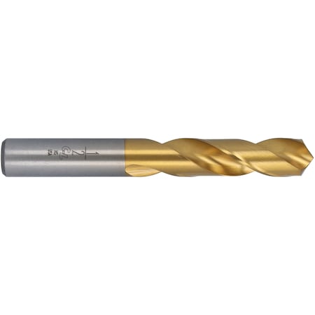 Screw Machine Drill Bit, 3/16 in Size, 118  Degrees Point Angle, High Speed Steel, TiN Finish