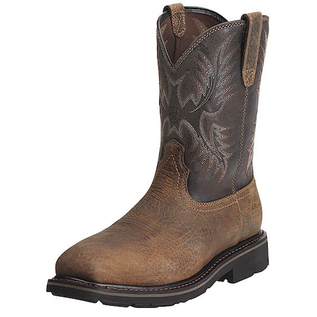 Men's Western Boot, 13 D, Steel Toe, 10 in H, Earth, 10012948