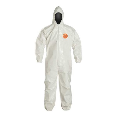 0 Standard Fit Hood. Elastic Wrists and Ankles. Storm Flap with Adhesive Closure. White. 6X