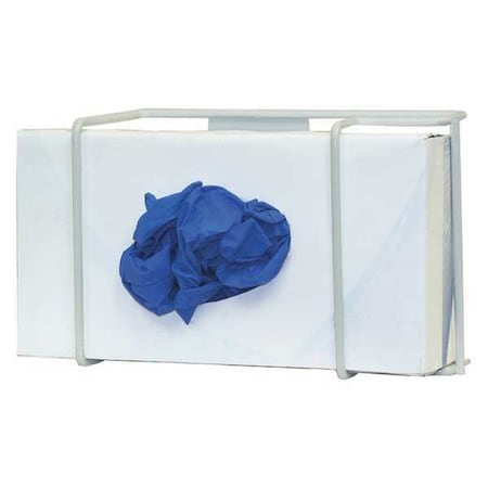 Glove Dispenser, Steel Wire, Holds (1) Box ,White ,8-1/8 in H x 5-5/8 in W x 3-3/4 in D