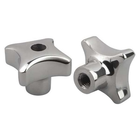 Palm Grip, DIN 6335, D=M10 D1= 50 H=34, Style D, Tapped and Drilled, Stainless Steel Polished