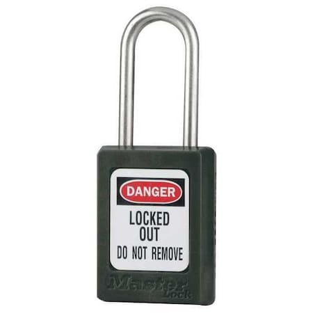 Lockout Padlock, Keyed Alike, Thermoplastic, Black, 1 1/2 in Shackle Height, 1 3/8 in Body Width