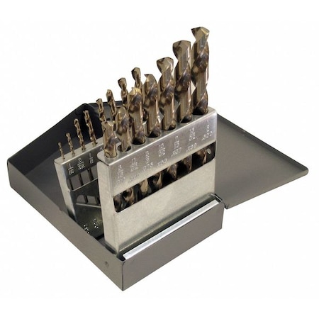 15PC 135 Degree Heavy-Duty Cobalt Jobber Length Drill Set Chicago-Latrobe 550ASP Straw HSS-CO 8% 1/16-1/2