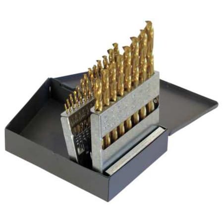 21PC 135 Degree Heavy-Duty Jobber Length Drill Set Chicago-Latrobe 150ASP-TN TiN HSS 1/16-3/8x1/64