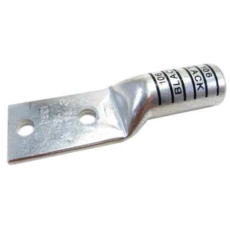 Two-Hole Compression Lug, 750 kcmil Max, 1/2 in Stud, Long Barrel, Copper, Black
