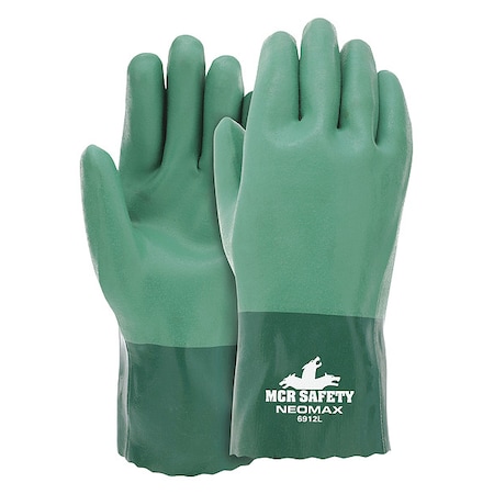 NeoMax Chemical Resistant Gloves, Neoprene, 12 in L, Not Rated, Green, S, 1 PR