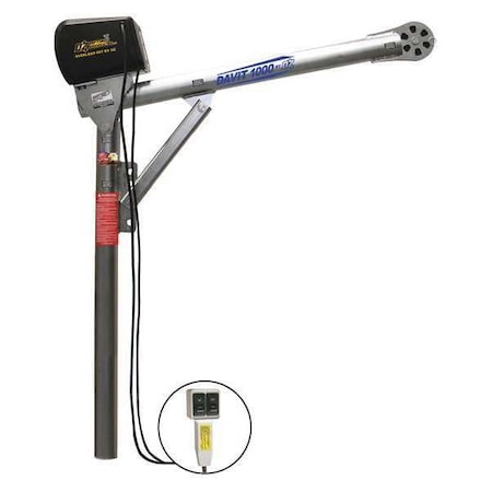 Davit Crane, 1,000 lb Capacity, 27.5 in to 42 in Reach, 0 in to 540 in Lift Range, Silver