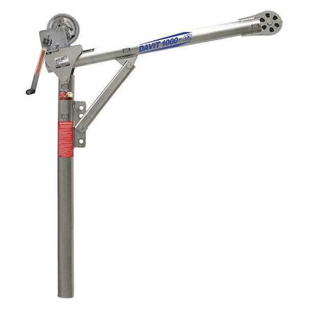 Davit Crane, 1,000 lb Capacity, 27.5 in to 42 in Reach, 0 in to 660 in Lift Range, Silver