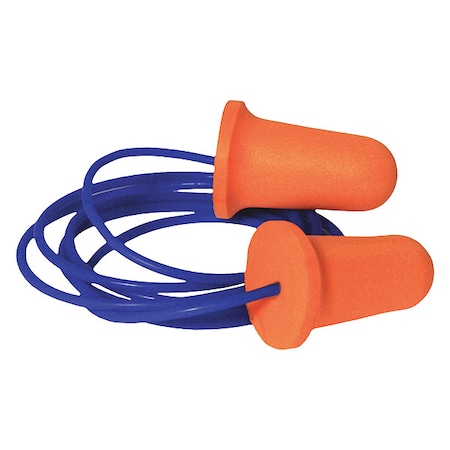 Disposable Foam Ear Plugs, Bell Shape, 33 dB, Orange, 100 PK