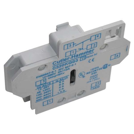 Cutler-Hammer Auxiliary Contacts,1NO,Side Mnt,Size00-2