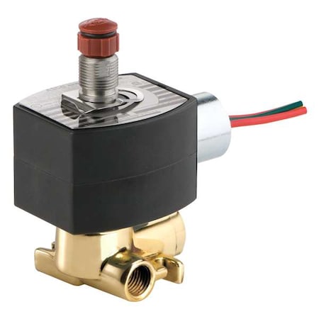 Solenoid Valve, 3-Way, 2-Position, Normally Closed, 1/4 in Pipe Size, 24V DC, Quick Exhaust, Brass
