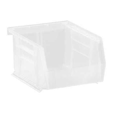 Clear Hang and Stack Bin, 5-3/8"L x 4-1/8"W x 3"H, Outside Width: 4 1/8 in