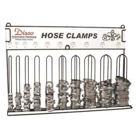 Hose Clamp Assortment With Display Case, 100-Piece, Worm Gear, 301 Stainless Steel