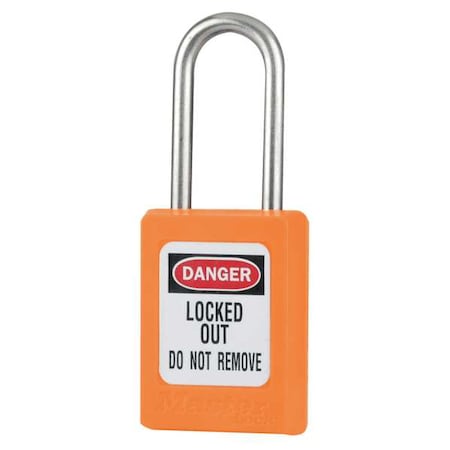 Lockout Padlock, Keyed Different, Thermoplastic, Orange, 1 1/2 in Shackle Height