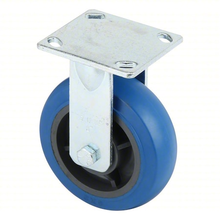 Plate Caster,Rigid,Rubber,6 1/2"H