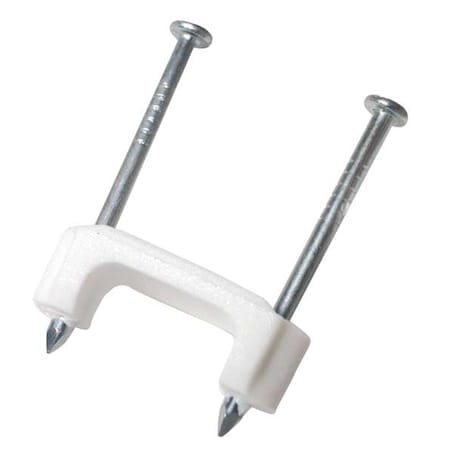 Cable Staples, Plastic, Steel, 100 PK