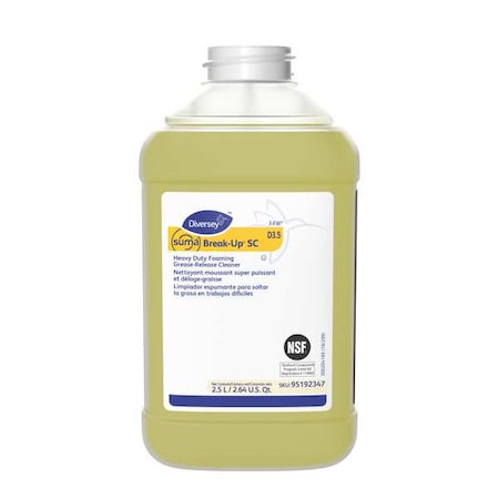 Grease Release Cleaner, 2.5L Bottle, Liquid, Pale Yellow, 2 PK