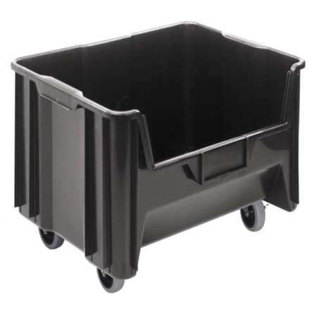 Mobile Storage Bin, Polyethylene, Black, 12 1/2 in H, 19 7/8 in W, 15 1/4 in L