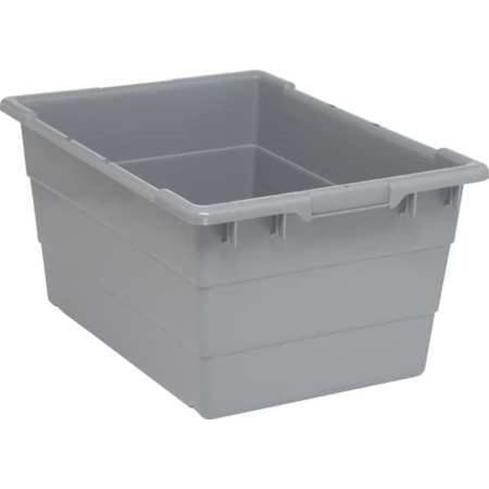 Cross Stack Storage Container, 14.4 gal, 23-3/4 in L x 17-1/4 in W x 12 in H, Gray, Polypropylene