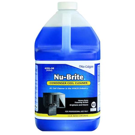 Nu Brite Condenser Coil Cleaner For Outside AC Condenser Coils, 1 Gal, Liquid, Blue, Alkaline