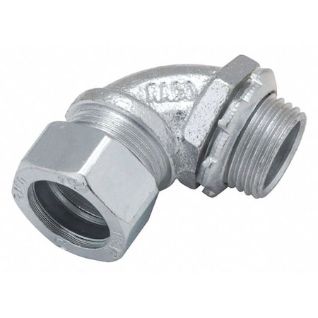EMT 90 Deg Elbow, 1/2 in, Short Angle, Malleable Iron, Electro Zinc Plated