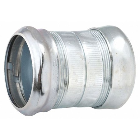 EMT Coupling, 2-1/2 in, Compression, Steel, Zinc Plated, Gray