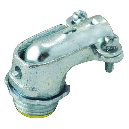 Flexible AC/MC Grounding Connector, 3/4 in, Push-On, Iron, Gray