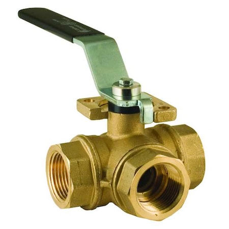 1" NPT Brass Ball Valve 3-Way