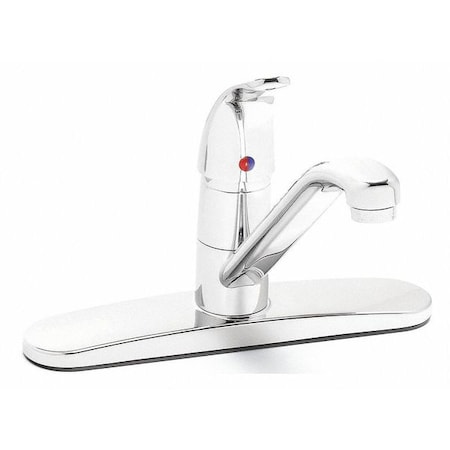 Manual Low Arc Kitchen Faucet, 8" Mount, Chrome 3 Hole