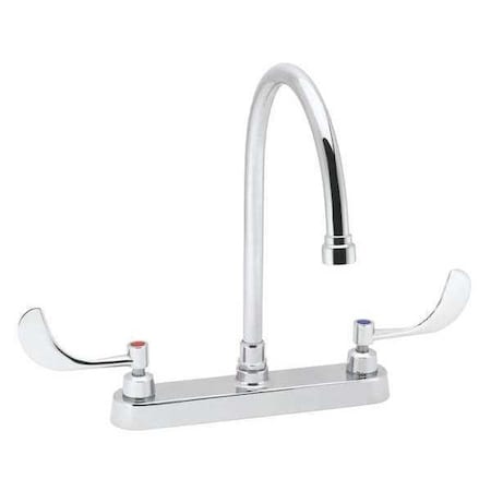 Manual Gooseneck Bathroom Faucet, 8" Mount, Chrome 3 Hole