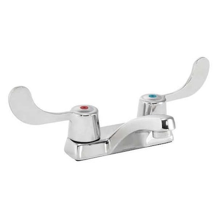 Manual Low Arc Bathroom Faucet, 4" Mount, Polished Chrome 2 Hole