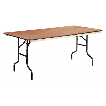 Rectangle Folding Table, 36" W, 72" L, 30" H, Wood Top, Wood Grain