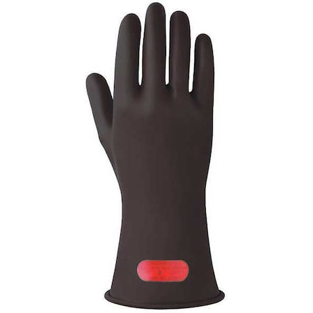 Electrical-Insulating Gloves, 1,000V AC, 1,500V DC, Rubber, 11" Length, Black, Size 10 1/2