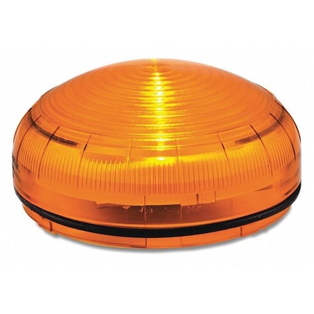 Warning Light, Amber, 3 29/32 in Lens Dia., 1 43/64 in Height, Polycarbonate Lens, Wire, LED