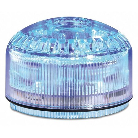 Beacon Warning Sounder Light, Blue, 3 29/32 in Lens Dia., 2 7/16 in Height, Polycarbonate Lens, LED