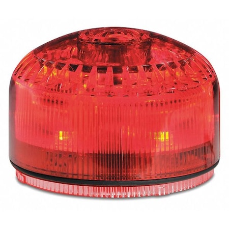 Beacon Warning Sounder Light, Red, 3 29/32 in Lens Dia., 2 7/16 in Height, Polycarbonate Lens, Wire