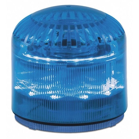 Beacon Warning Sounder Light, Blue, 3 29/32 in Lens Dia., 3 7/16 in Height, Polycarbonate Lens, LED